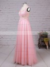 Tulle V-neck Floor-length A-line Beading Prom Dresses #LDB020105093