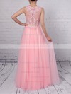 Tulle V-neck Floor-length A-line Beading Prom Dresses #LDB020105093