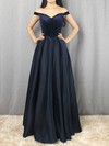 Satin Velvet Off-the-shoulder Floor-length Princess Draped Prom Dresses #LDB020105101