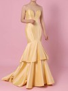 Taffeta V-neck Sweep Train Trumpet/Mermaid Tiered Prom Dresses #LDB020105103