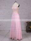 Tulle Chiffon V-neck Floor-length A-line Appliques Lace Prom Dresses #LDB020105116