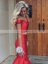 Satin Organza Off-the-shoulder Sweep Train Trumpet/Mermaid Tiered Prom Dresses #LDB020105124