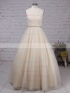 Lace Tulle V-neck Floor-length Ball Gown Beading Prom Dresses #LDB020105139