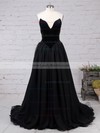 Organza Velvet V-neck Sweep Train Princess Prom Dresses #LDB020105825