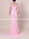 Silk-like Satin Off-the-shoulder Sweep Train Trumpet/Mermaid Draped Prom Dresses #LDB020105833