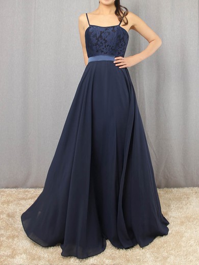 Chiffon Scoop Neck Floor-length A-line Appliques Lace Prom Dresses #LDB020105862