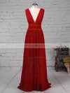 Chiffon V-neck Floor-length A-line Ruffles Prom Dresses #LDB020105865