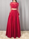 Satin Tulle Scoop Neck Floor-length A-line Appliques Lace Prom Dresses #LDB020105879