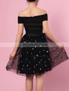 Tulle Off-the-shoulder Short/Mini A-line Beading Prom Dresses #LDB020105896