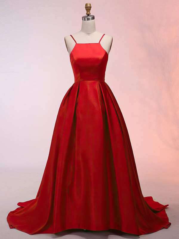 Satin Scoop Neck Asymmetrical Ball Gown Prom Dresses #LDB020105912