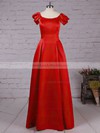 Satin Scoop Neck Floor-length A-line Prom Dresses #LDB020105917