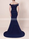 Elastic Woven Satin Off-the-shoulder Floor-length Trumpet/Mermaid Prom Dresses #LDB020105922