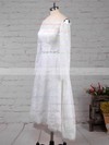 Lace Off-the-shoulder Ball Gown Tea-length Beading Wedding Dresses #LDB00023273