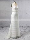 Lace V-neck Trumpet/Mermaid Sweep Train Sashes / Ribbons Wedding Dresses #LDB00023378