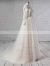Tulle Scoop Neck Princess Sweep Train Appliques Lace Wedding Dresses #LDB00023382