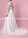 Satin Tulle V-neck Ball Gown Sweep Train Appliques Lace Wedding Dresses #LDB00023383