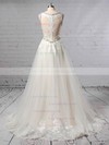 Tulle V-neck Princess Sweep Train Beading Wedding Dresses #LDB00023386