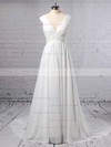 Chiffon V-neck A-line Sweep Train Beading Wedding Dresses #LDB00023396