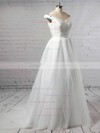 Tulle Off-the-shoulder Ball Gown Sweep Train Ruffles Wedding Dresses #LDB00023404