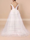 Tulle Off-the-shoulder Ball Gown Sweep Train Ruffles Wedding Dresses #LDB00023404