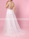 Tulle V-neck Princess Sweep Train Beading Wedding Dresses #LDB00023406