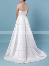 Satin Tulle Scoop Neck Princess Sweep Train Appliques Lace Wedding Dresses #LDB00023420