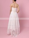 Lace Strapless A-line Asymmetrical Sashes / Ribbons Wedding Dresses #LDB00023425