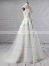Tulle Scoop Neck A-line Sweep Train Appliques Lace Wedding Dresses #LDB00023431
