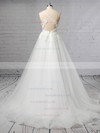 Tulle V-neck Ball Gown Sweep Train Appliques Lace Wedding Dresses #LDB00023438