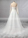 Organza Tulle Scoop Neck A-line Sweep Train Appliques Lace Wedding Dresses #LDB00023444