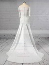Lace Satin Off-the-shoulder Sheath/Column Sweep Train Appliques Lace Wedding Dresses #LDB00023445