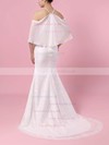 Lace Chiffon Off-the-shoulder Trumpet/Mermaid Sweep Train Wedding Dresses #LDB00023466