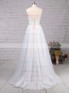 Tulle V-neck A-line Sweep Train Beading Wedding Dresses #LDB00023124