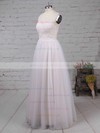 Tulle Scoop Neck A-line Sweep Train Appliques Lace Wedding Dresses #LDB00023126