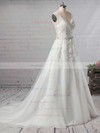 Organza V-neck Princess Court Train Beading Wedding Dresses #LDB00023147