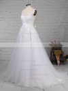 Tulle V-neck A-line Sweep Train Beading Wedding Dresses #LDB00023164