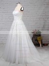 Tulle Strapless Ball Gown Sweep Train Appliques Lace Wedding Dresses #LDB00023175
