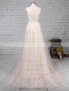 Tulle Scoop Neck Princess Sweep Train Lace Wedding Dresses #LDB00023182