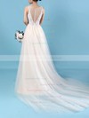Tulle Scoop Neck Princess Sweep Train Lace Wedding Dresses #LDB00023182