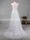 Lace Chiffon Scoop Neck A-line Sweep Train Beading Wedding Dresses #LDB00023197