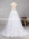 Tulle Halter Ball Gown Sweep Train Beading Wedding Dresses #LDB00023223