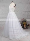 Tulle Halter Ball Gown Sweep Train Beading Wedding Dresses #LDB00023223