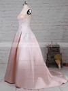 Satin Strapless Ball Gown Sweep Train Appliques Lace Wedding Dresses #LDB00023235
