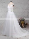 Organza Tulle V-neck Ball Gown Sweep Train Beading Wedding Dresses #LDB00023237