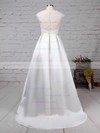 Lace Satin Scoop Neck Ball Gown Sweep Train Pockets Wedding Dresses #LDB00023263