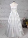 Lace Satin Scoop Neck Ball Gown Sweep Train Pockets Wedding Dresses #LDB00023263