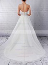 Organza V-neck Ball Gown Sweep Train Beading Wedding Dresses #LDB00023277