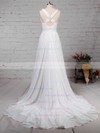 Chiffon V-neck A-line Sweep Train Beading Wedding Dresses #LDB00023289