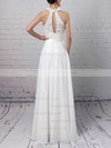Lace Chiffon High Neck A-line Floor-length Beading Wedding Dresses #LDB00023296