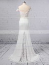 Lace Chiffon Off-the-shoulder Trumpet/Mermaid Sweep Train Sashes / Ribbons Wedding Dresses #LDB00023358